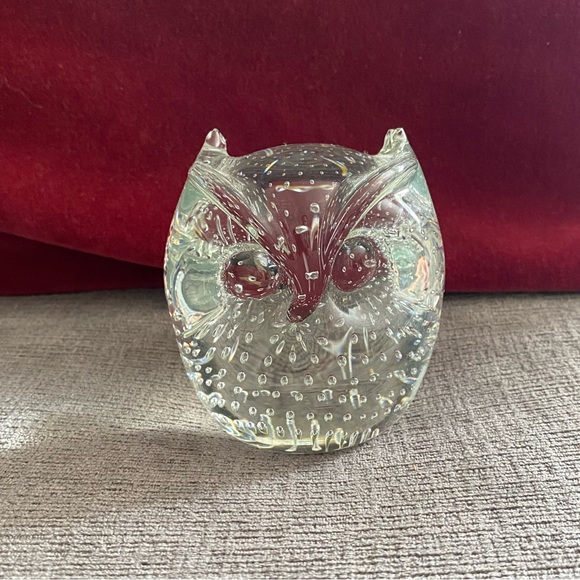 As Is Vintage Hand Blown Bulicante Art Glass Owl Paperweight - Picture 1 of 9